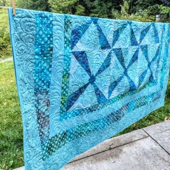 Blue Quilted Bedspread